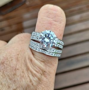 Sterling silver size 10 wedding ring set